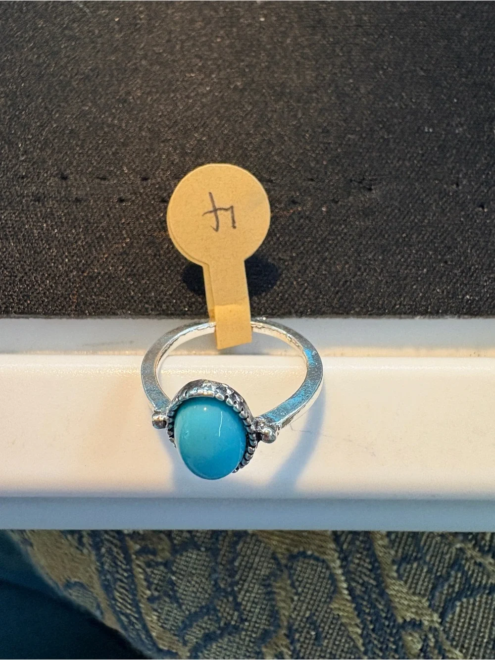 Turquoise Oval Sterling-Style Ring - Size 4